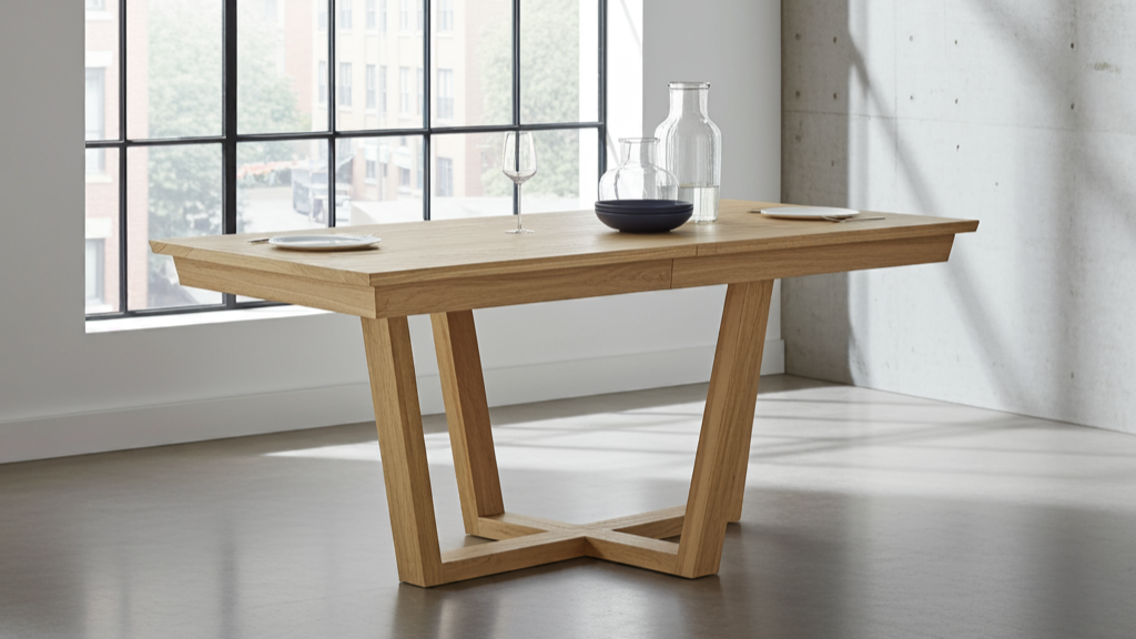 Glencairn Furniture Heriot Dining Table in oak viewed from slight angle.