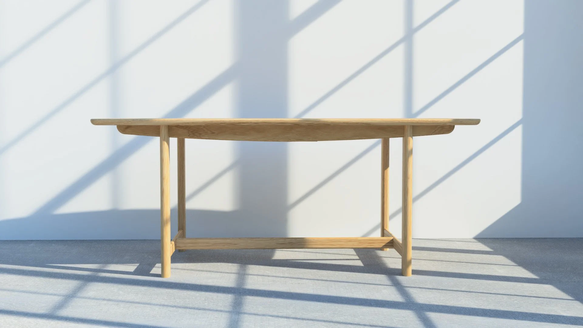 Glencairn Furniture Torii Dining Table in solid oak viewed from the front.