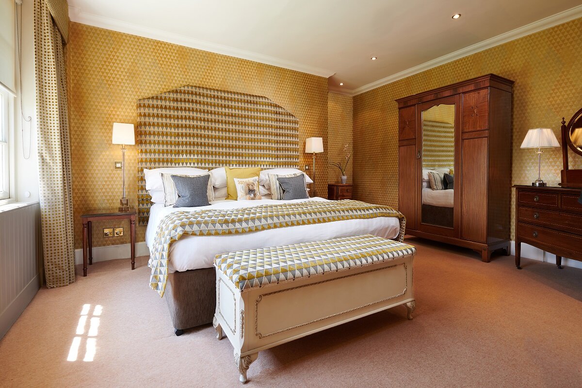 Lit chambre jaune Rufflets Hotel