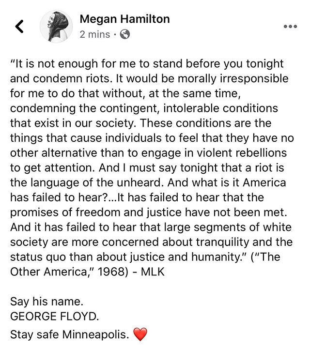 I am beyond words at what happened last night in the city I call home. Part of the city just mere miles from me has been burned to the ground. And while I acknowledge my sadness that we were driven to this, the reasoning behind it is a thousand fold 