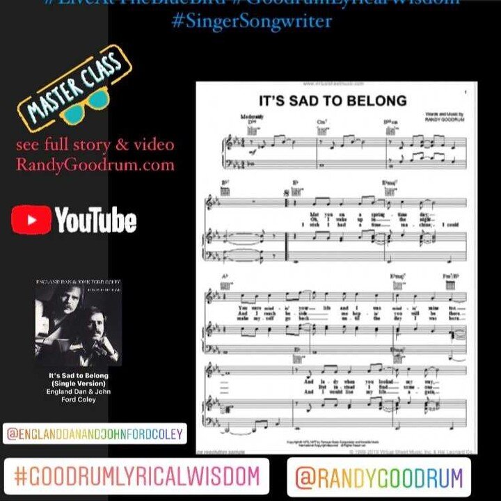 GOODRUM LYRICAL WISDOM: &quot;It's Sad To Belong To Someone Else When The Right One Comes Along...&quot;
From the video vault: Watch as Hall of Fame Songwriter Randy Goodrum​ shares the thought process behind his 1st hit &mdash; pondering whether he 