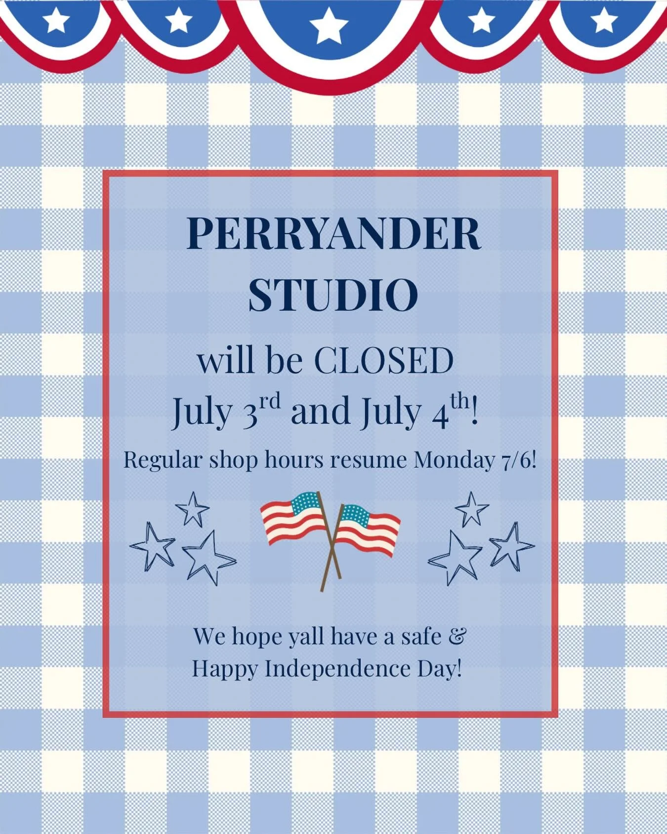 We will be closed Friday &amp; Saturday to celebrate and will reopen on Monday July 6th! Don&rsquo;t wait to shop for any last minute Fourth of July entertaining needs! 🇺🇸