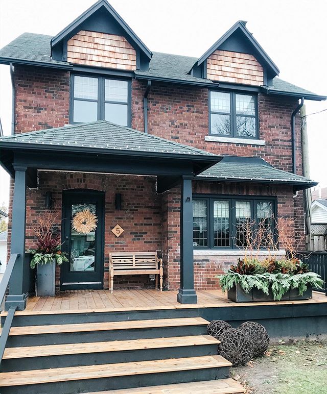 Feeling festive! 
Thank you @earthandsole and @veradek for the gorgeous corten steel urns. 
The perfect finishing touch to this new front porch and updated front of house we completed this summer.