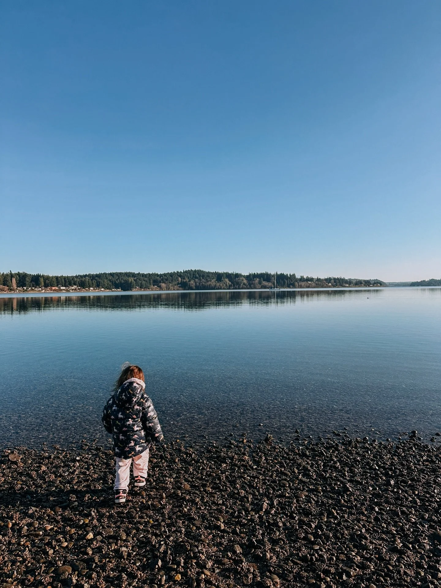 Like father, like daughter she ran straight to the glassy water, blue skies and Mount Rainier on full display. But don&rsquo;t worry, we didn&rsquo;t let her cold plunge. ❤️ The Silverdale waterfront was alive with the laughter of children frolicking