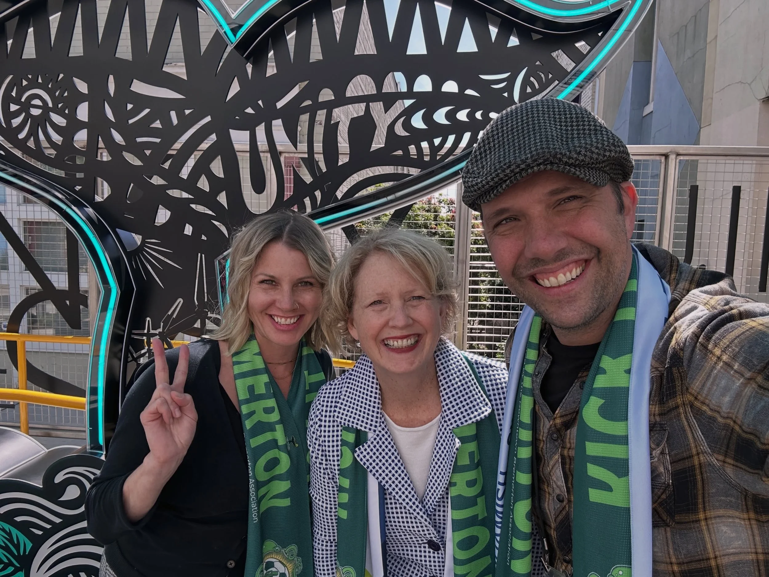 The first selfies from the &lsquo;Sea Beacon&rsquo; whale tail art installation in Quincy Square! Only 3 Fan Zones in WA were selected to receive a Sea Beacon and we are thrilled that Bremerton was on the list! The energy and excitement is building f