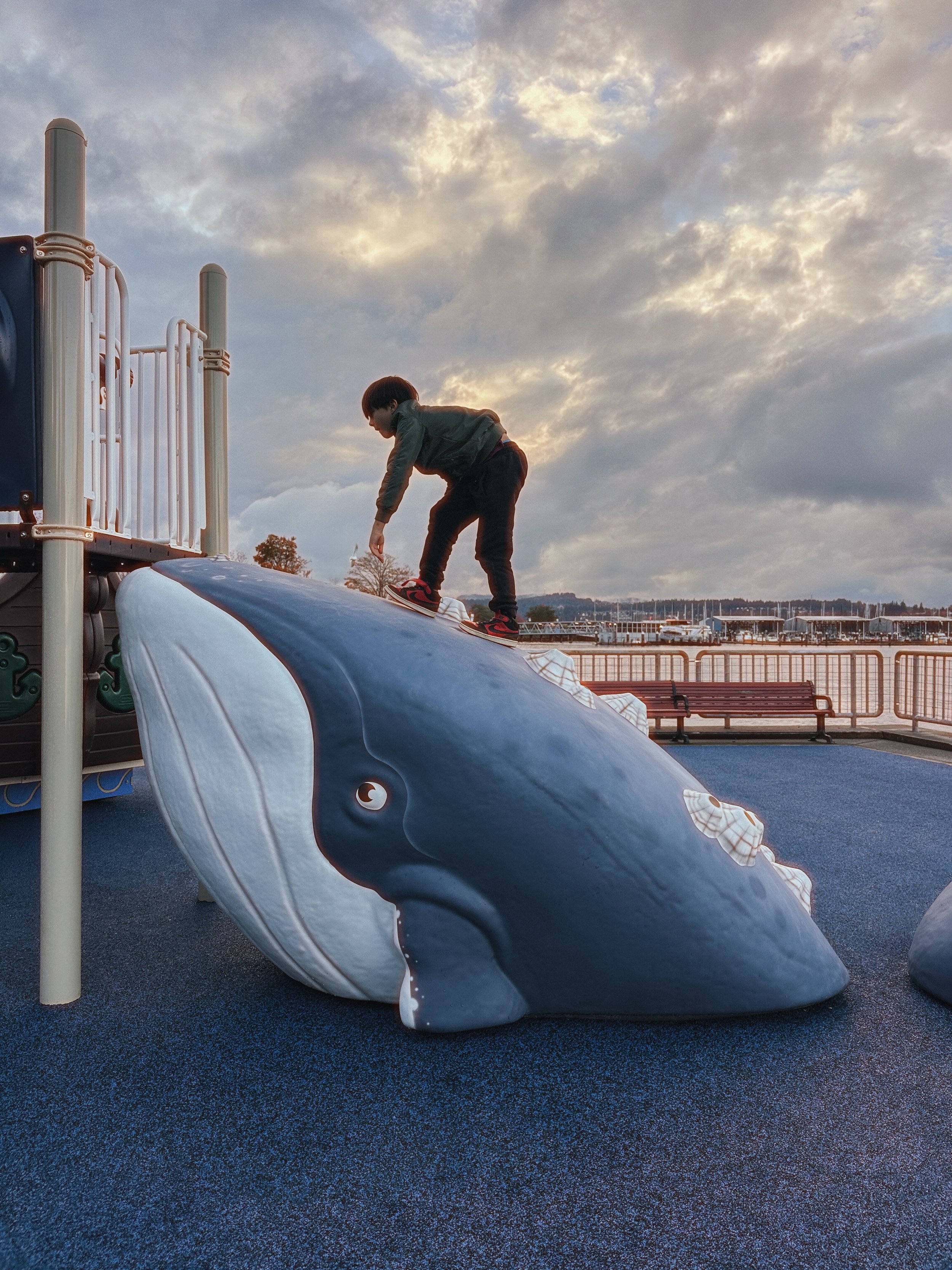 Climb up the back of a barnacled whale and step into a magical pirate ship with a Birds Eye view of the boats sailing to and fro within Sinclair Inlet. The @portofbremerton remodel on this family-favorite park on the @portorchardwaterfront is now eve