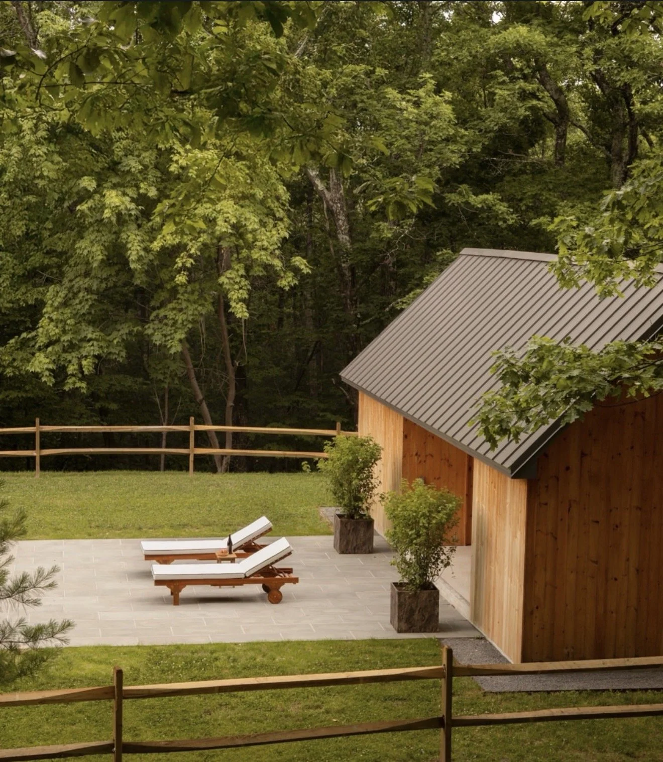 Upstate Salt Water Pool with Minimalist Wood Pool house