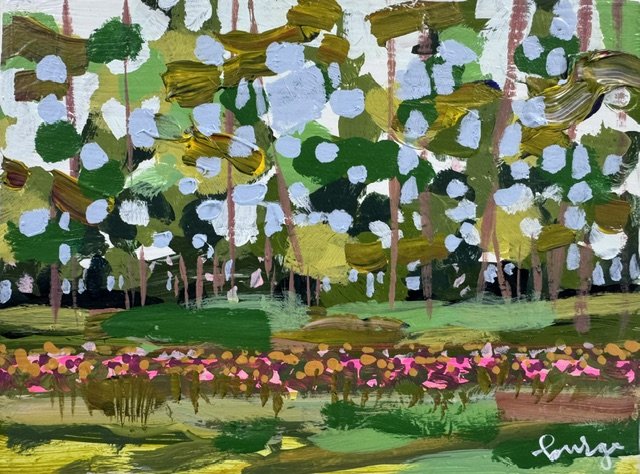 Zinnias in Pines