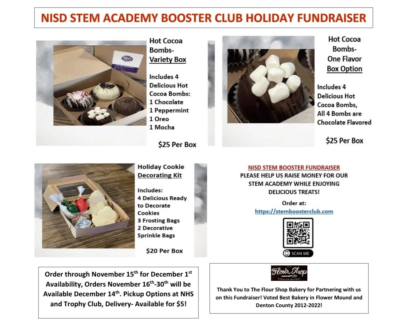 Holiday Fundraiser Event- Hot Cocoa Bombs and Holiday Cookie Decorating Kits 