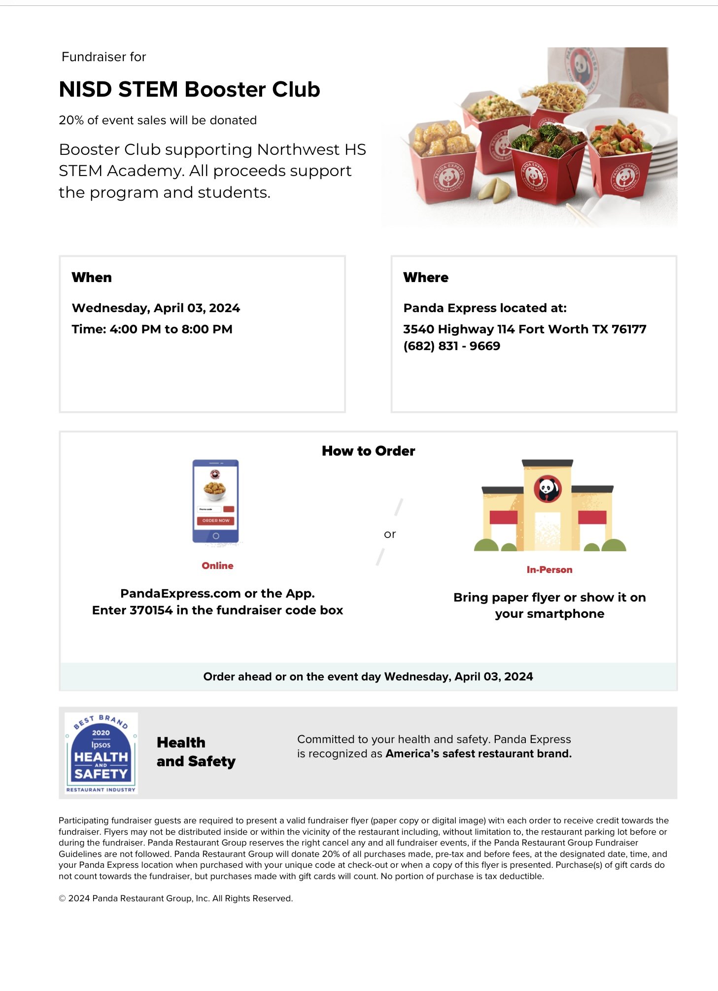 April Spirit Night at Panda Express! 