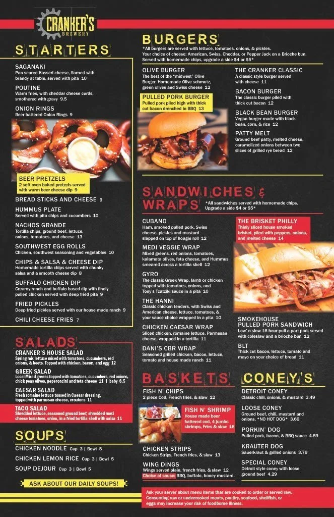 Menu — Cranker's Brewery