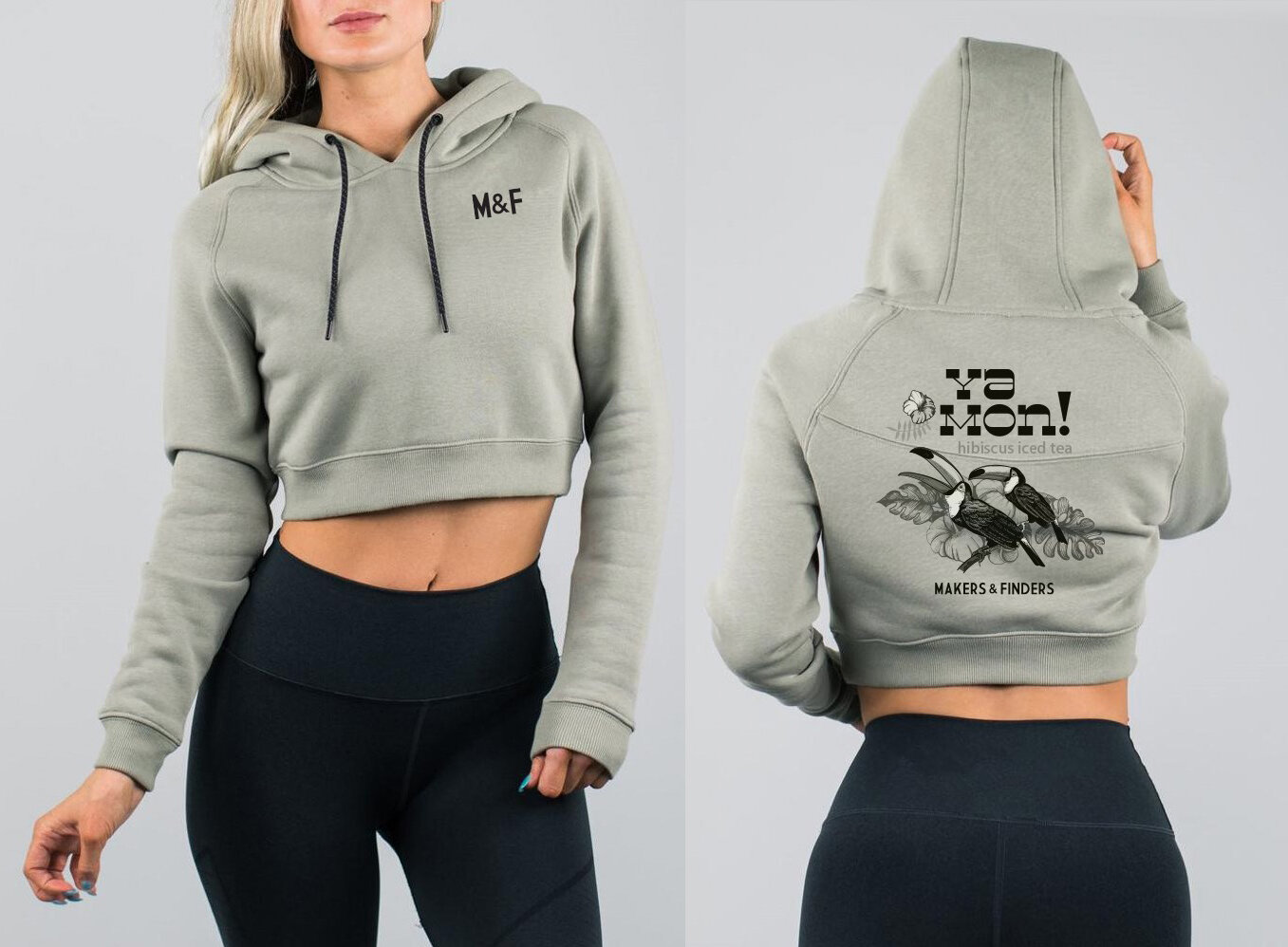 grey crop top hoodie