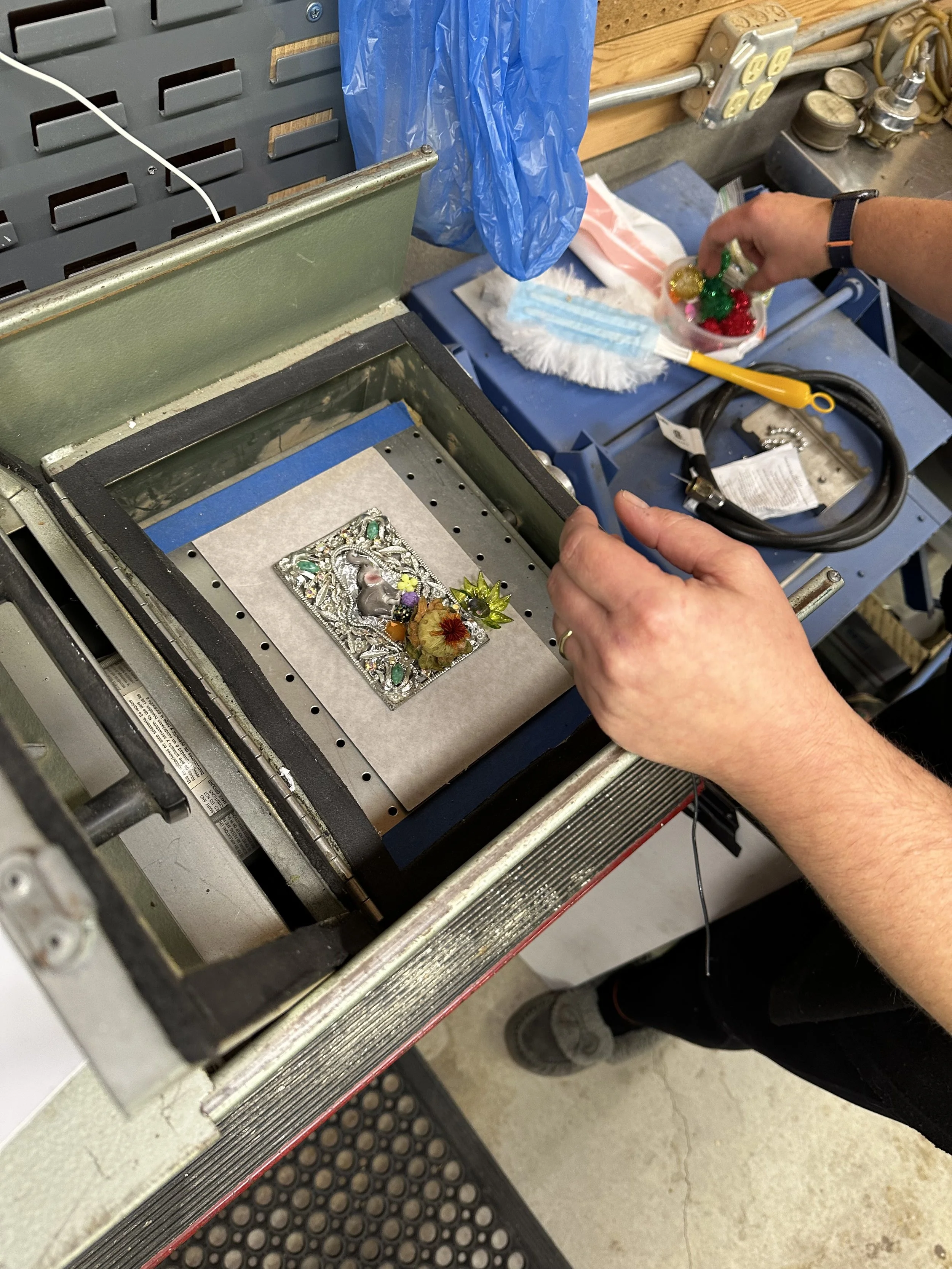 Molly Jo Burke with vaccuum press on Studio Visit Season 3