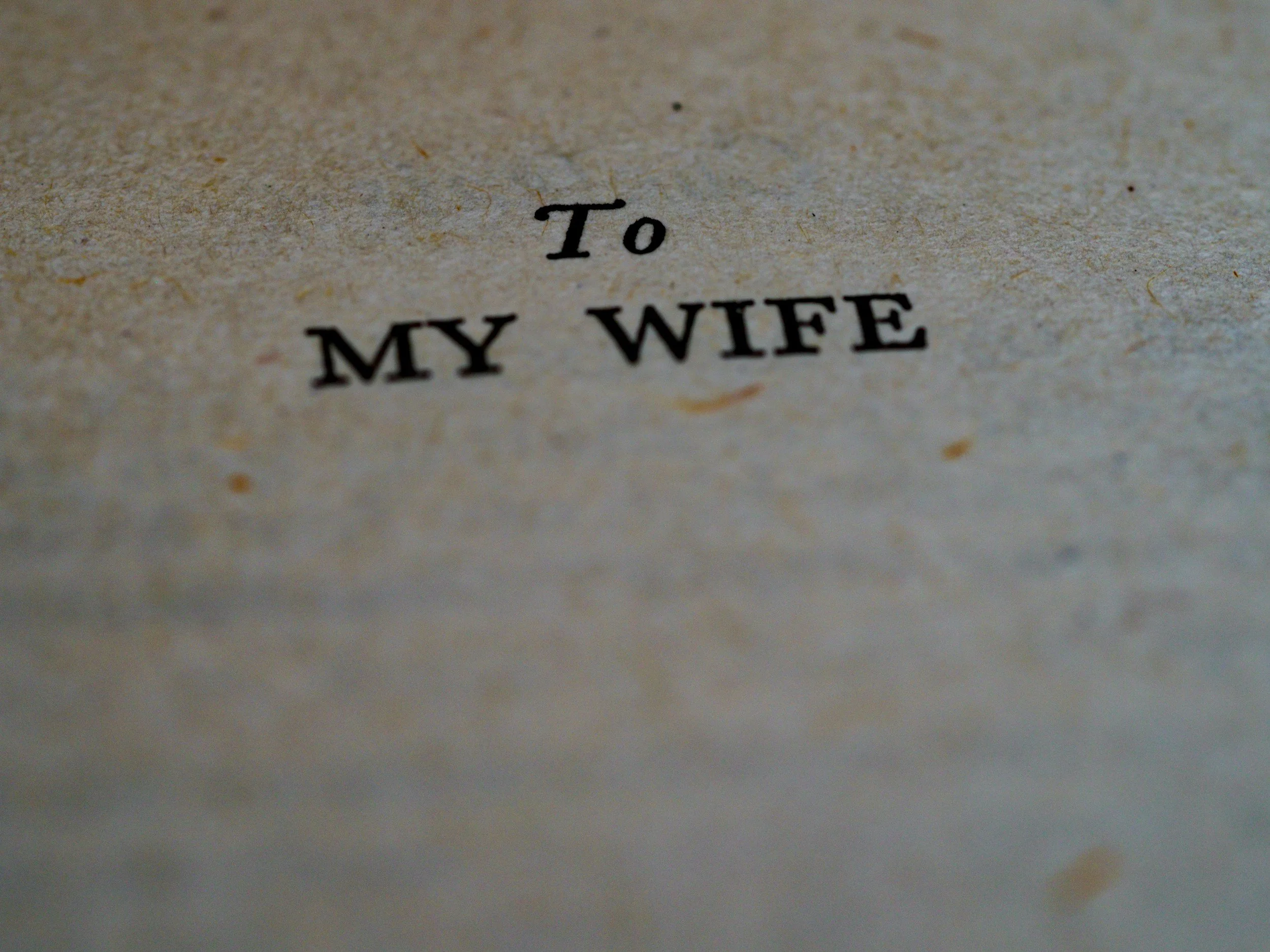 Picture bears the words, n capital letters: 'To MY WIFE,' written on faded paper.