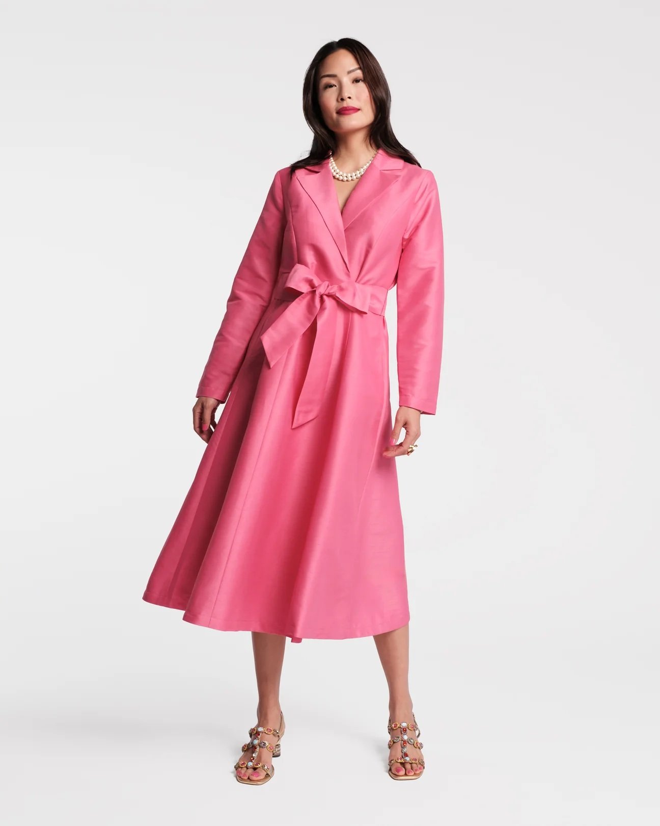 Lucille Wrap Dress in Pink Dupioni — Keeping Up With the Joneses