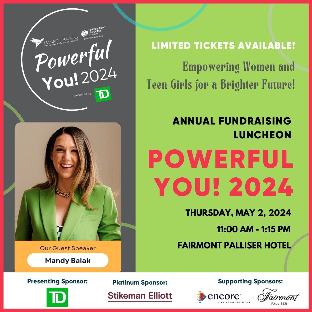 ANNUAL FUNDRAISING LUNCHEON

Join us at the Powerful You! 2024 fundraiser dedicated to empowerment and ignite change! 

📅 May 2, 2024
🕕 11:00 am &ndash; 1:15 pm
📍 Fairmont Palliser Hotel

Your support is needed now more than ever as we rally toget