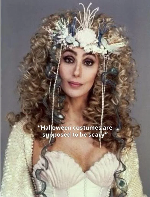 This year we&rsquo;re going &ldquo;nostalgic&rdquo; for Halloween. And who better than iconic Cher? A mermaid never looked so fierce 🐚🪸 

#halloween #halloweencostumes #whattowear #highfashion #magazine

For the devilish villain - Cruella de Vil 🖤