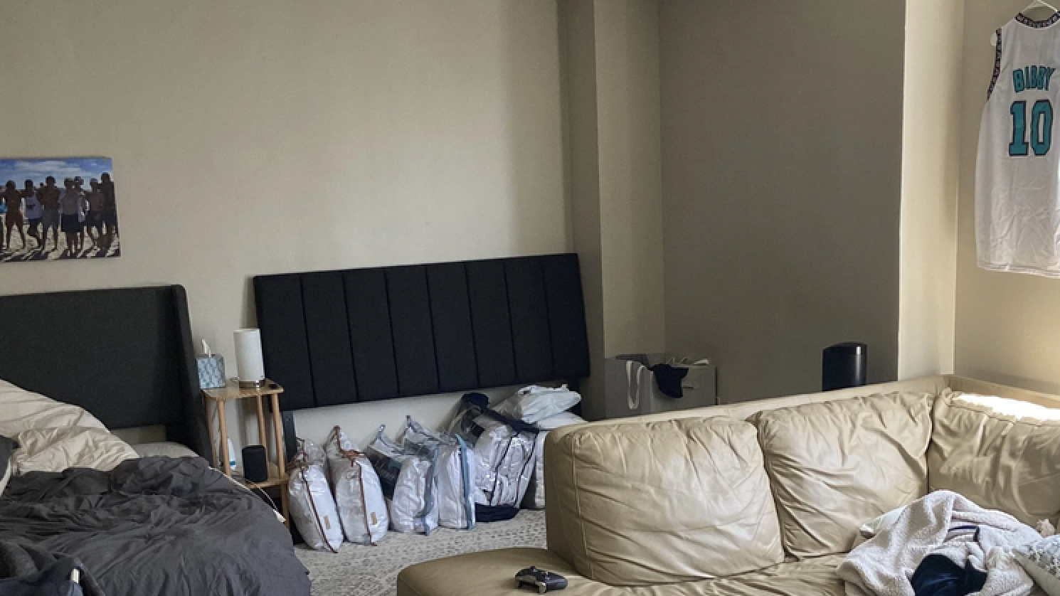 College fraternity bedroom without a bed during move-in day