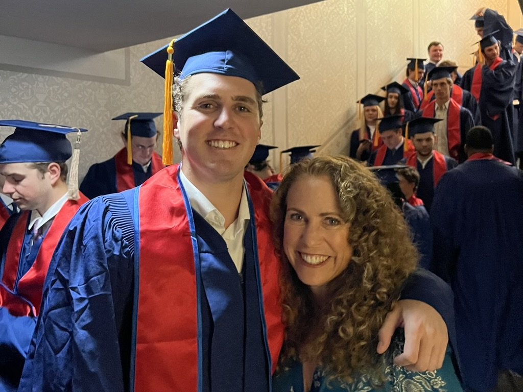 Jeanine Mouchawar with her son at his college graduation