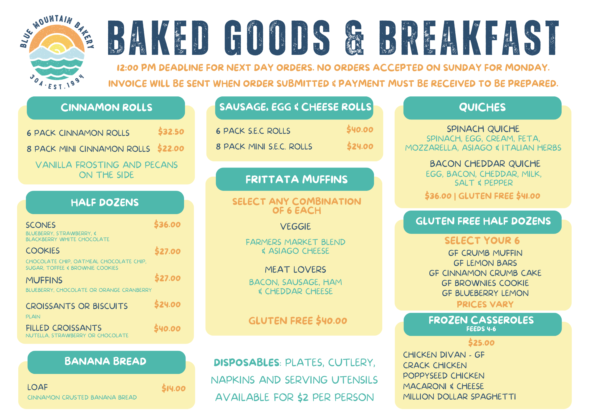 Bakery Preorder — Blue Mountain Bakery