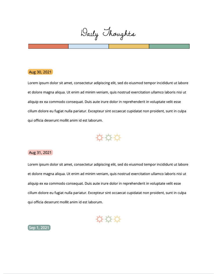 Journaling Template Google Docs