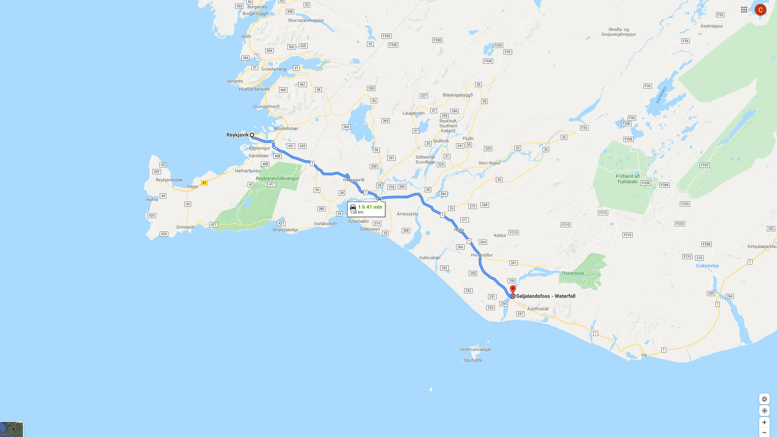 Seljalandsfoss Map
