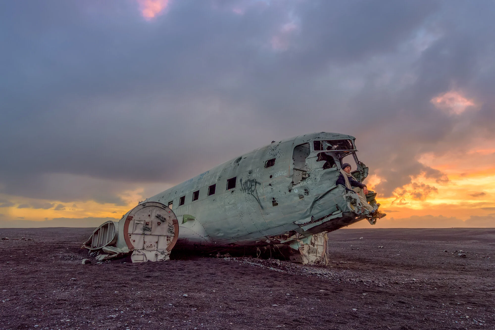 DC3 Plane Wreck at Sunset