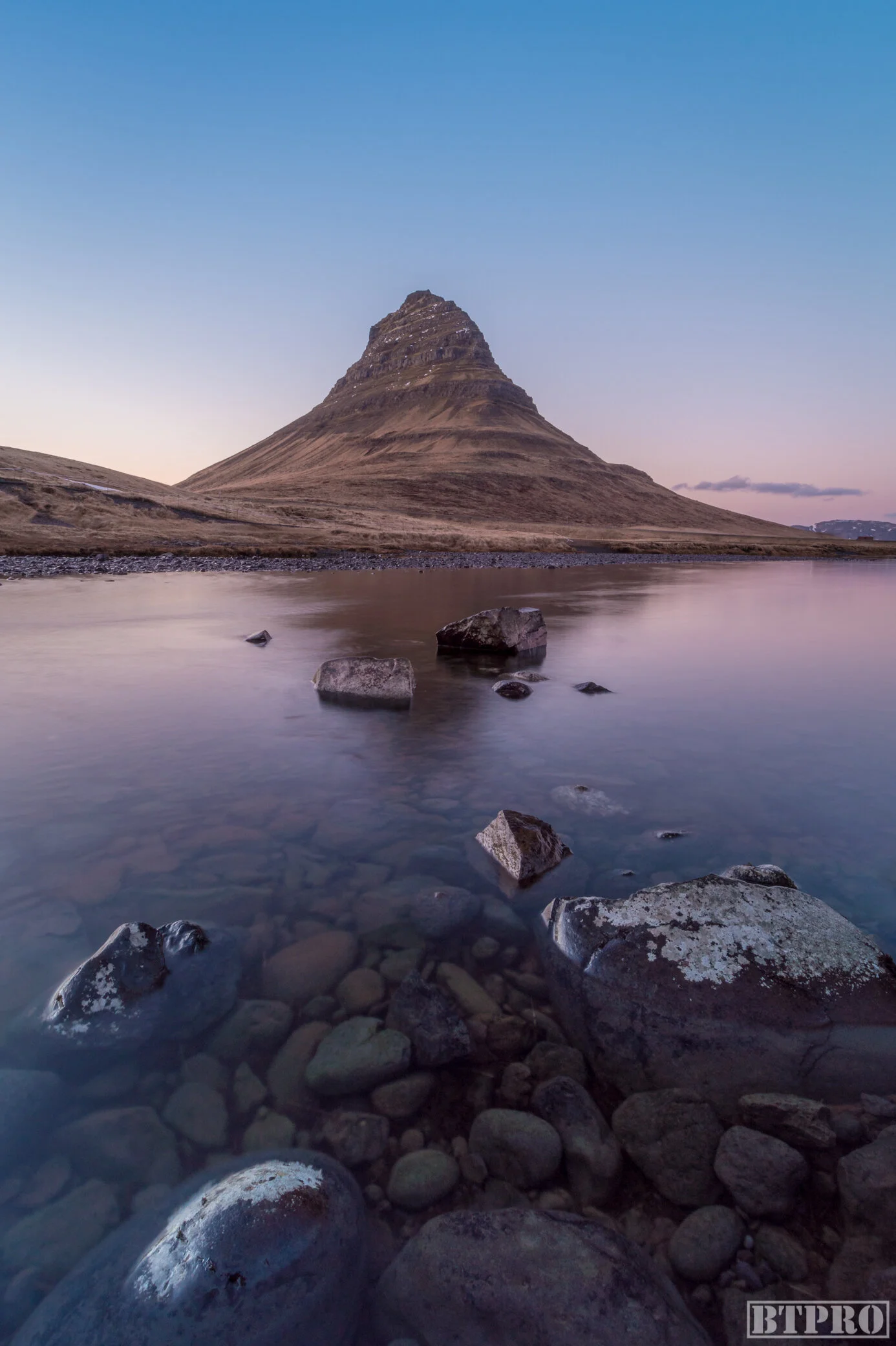 Sunset by the Kirkjufell rver