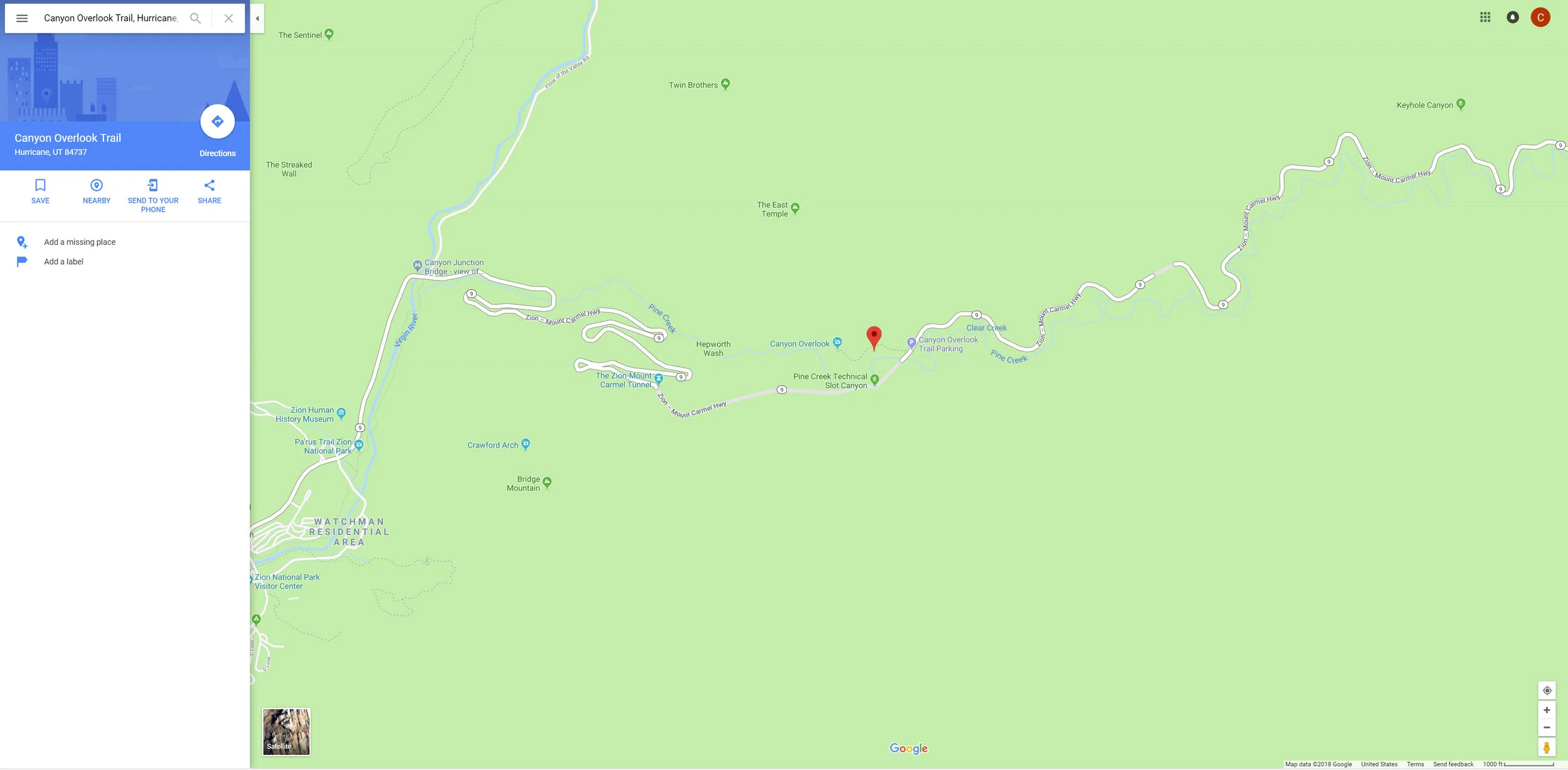 Canyon Overlook Map