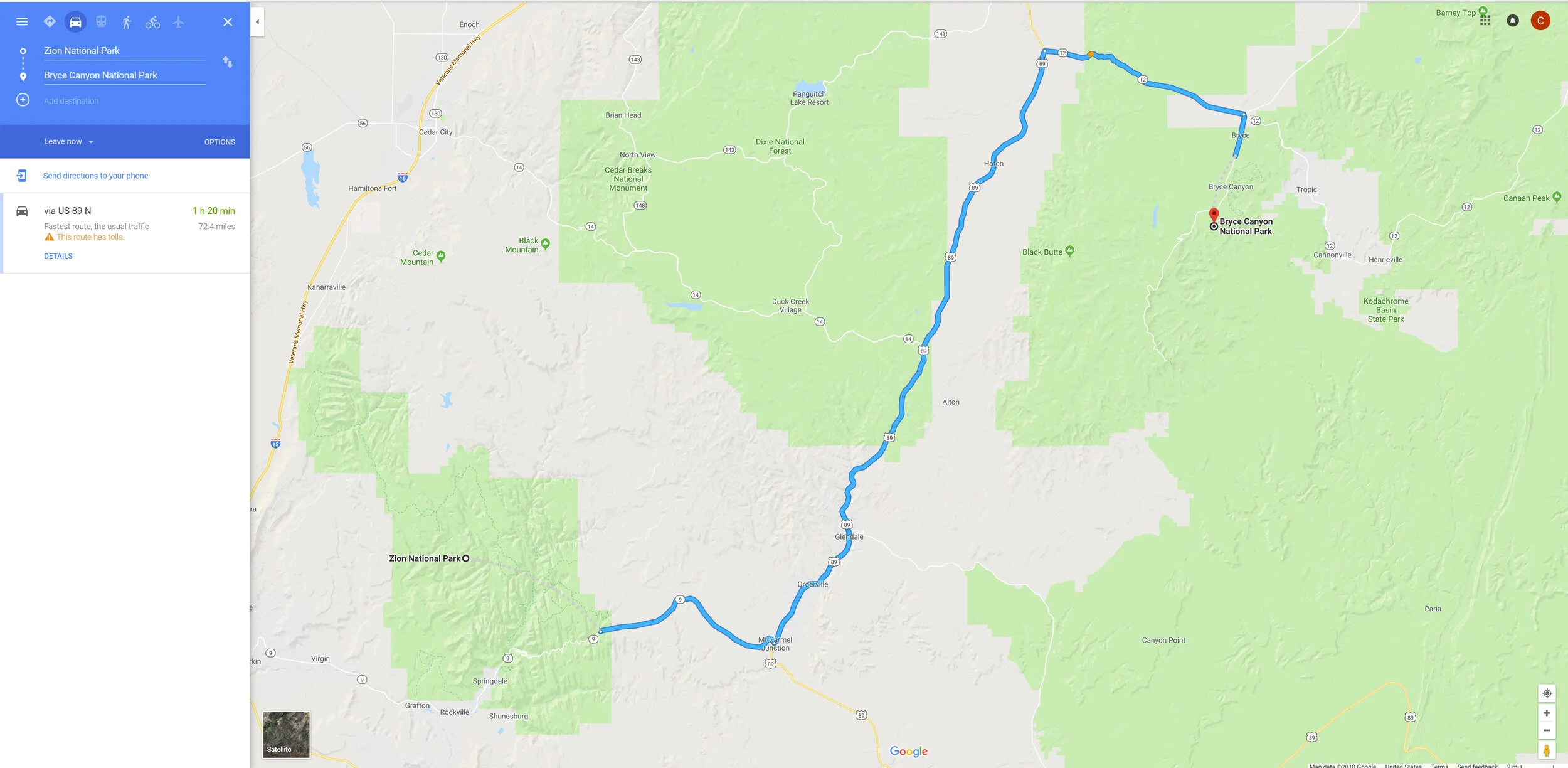 Bryce Canyon Map