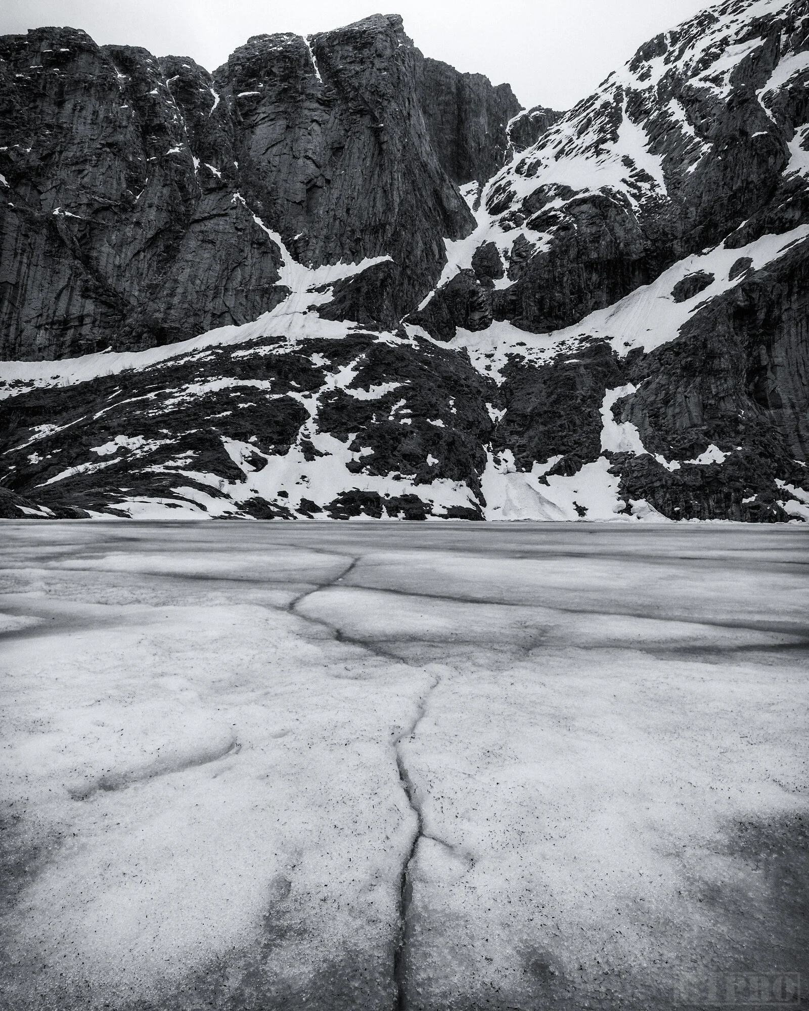 Frozen Lake above the Town of Reine