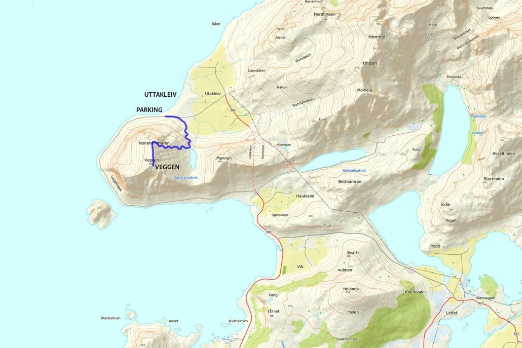 Veggen Hike Map