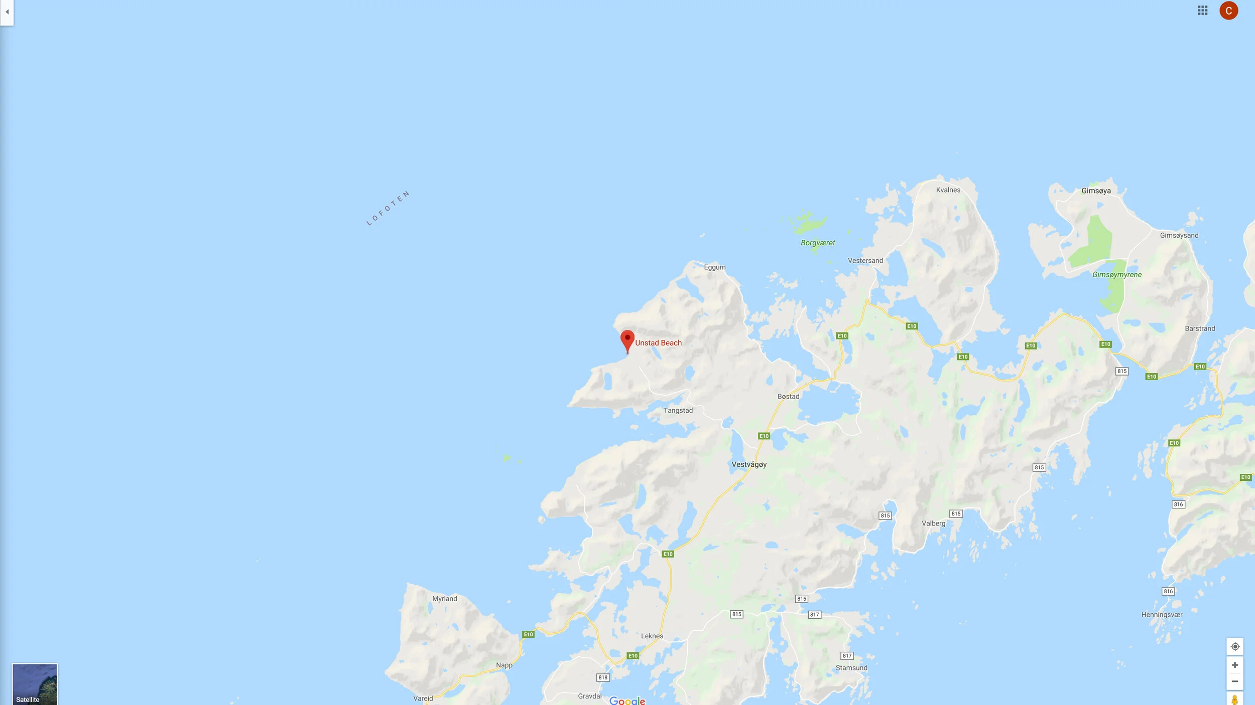 Unstad Beach Map