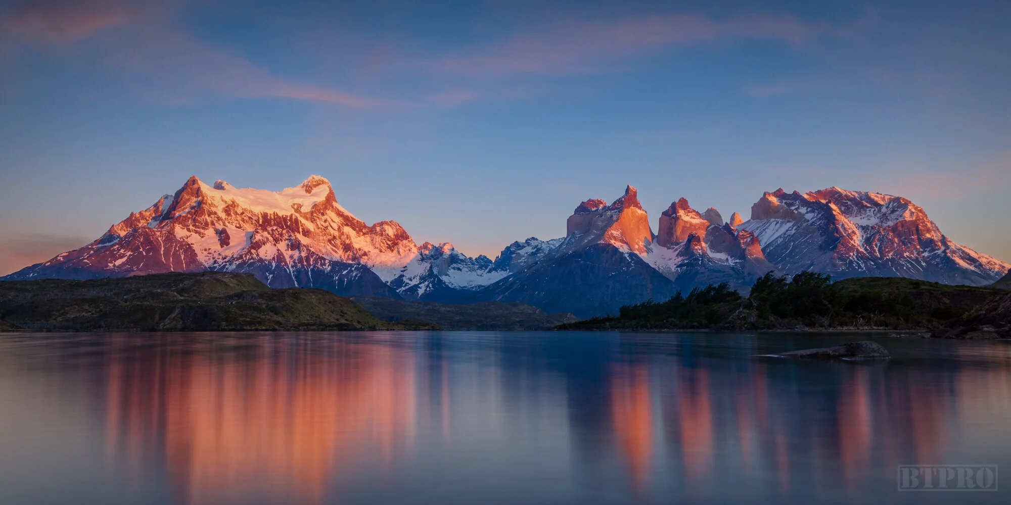 Sunrise by Mountains of Torres del Paine