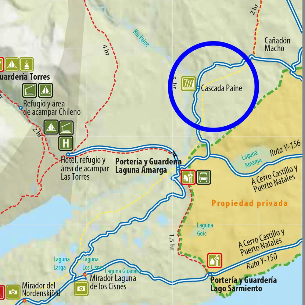 Cascada Rio Paine Map