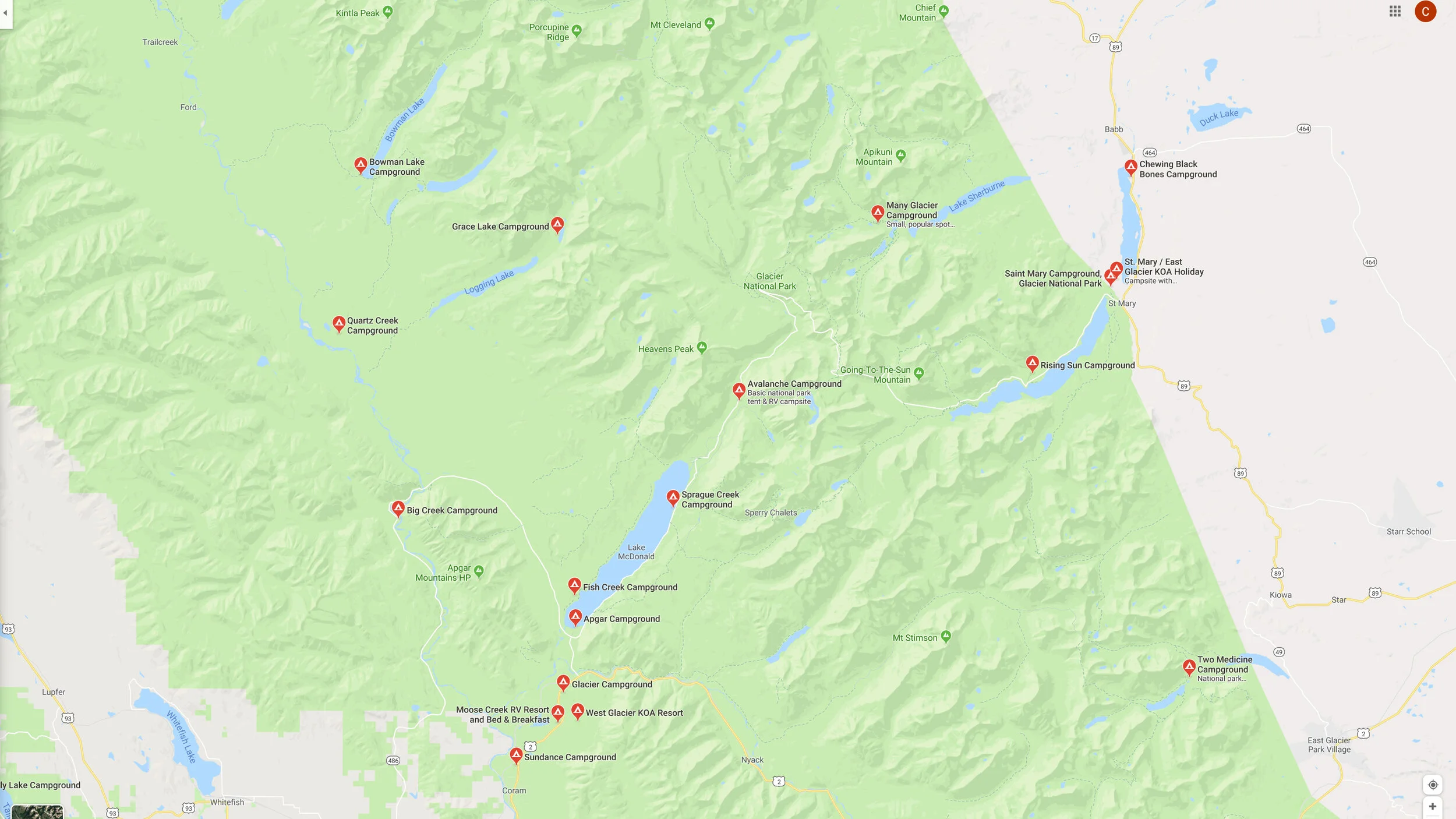 Campgrounds Map