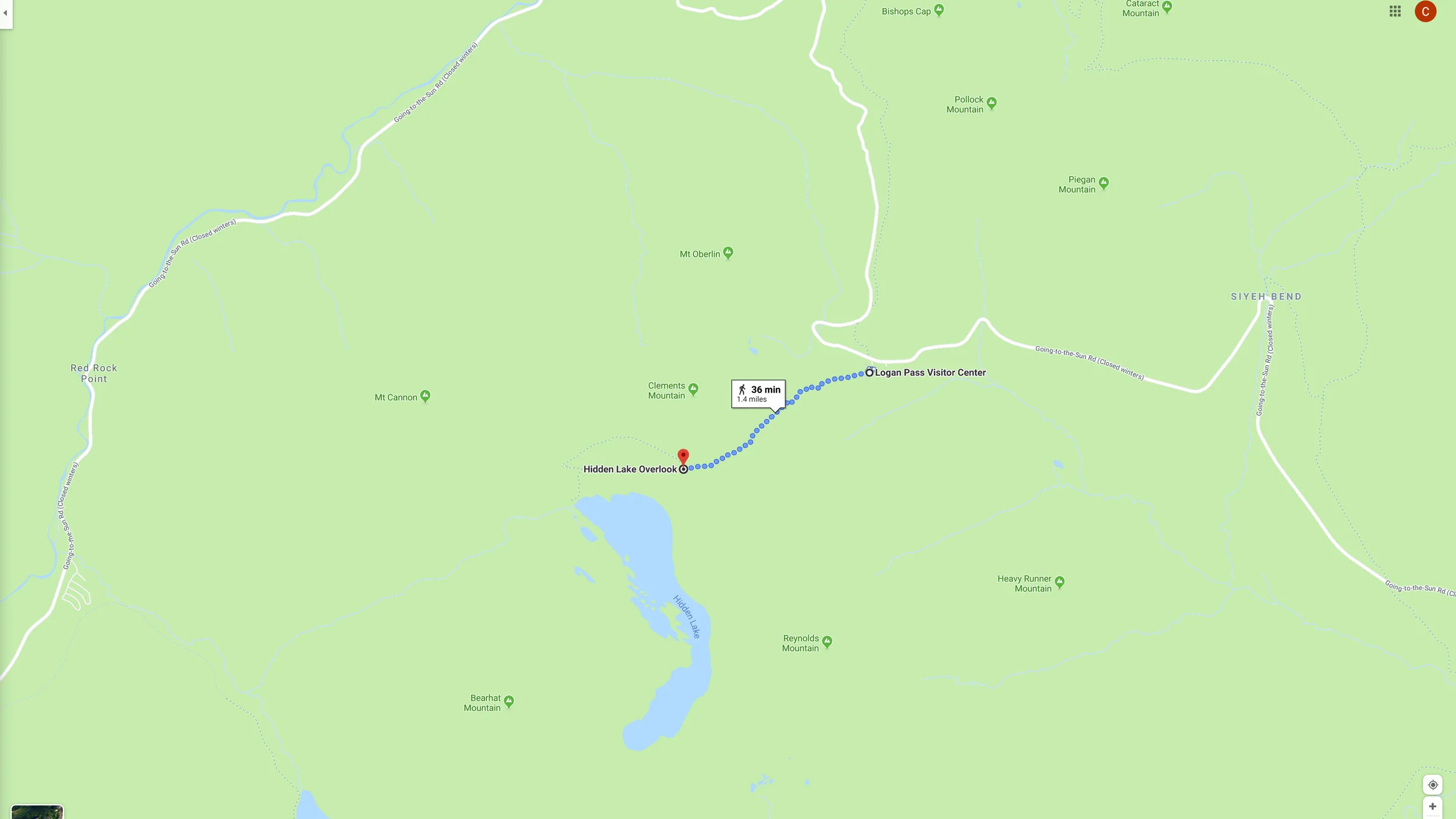 Hidden Lake Overlook Map