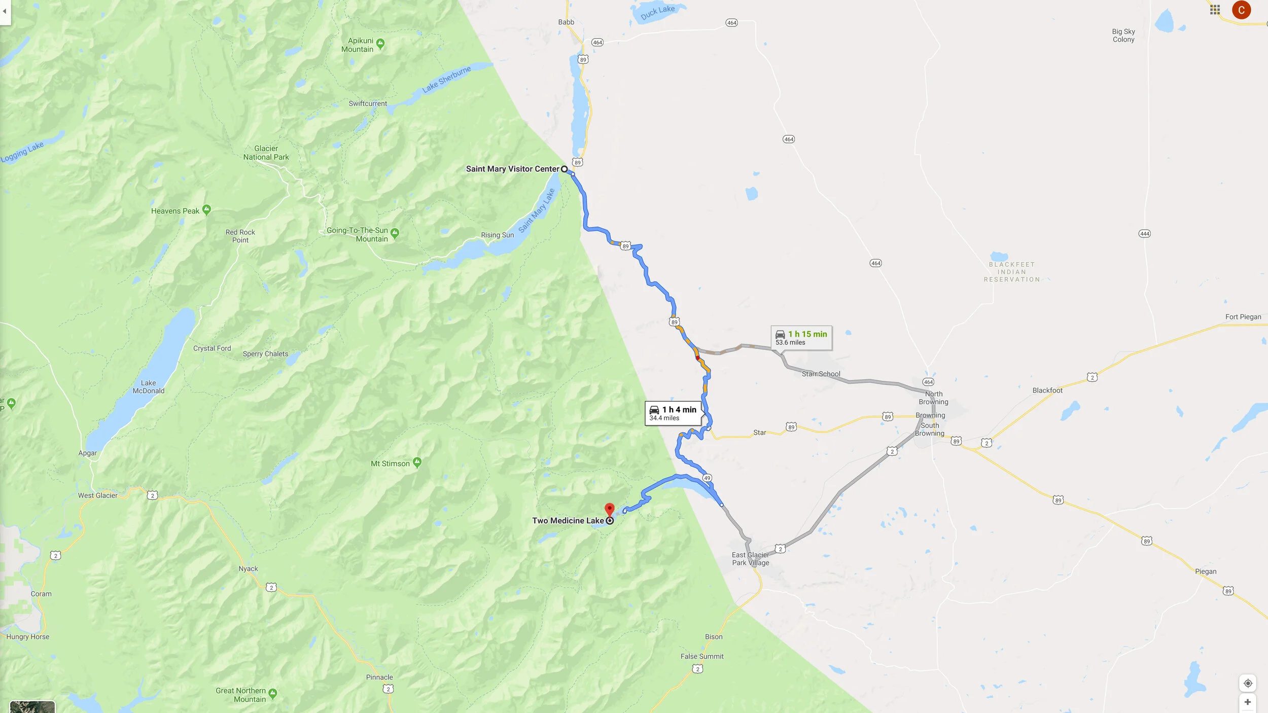 Two Medicine Lake Map