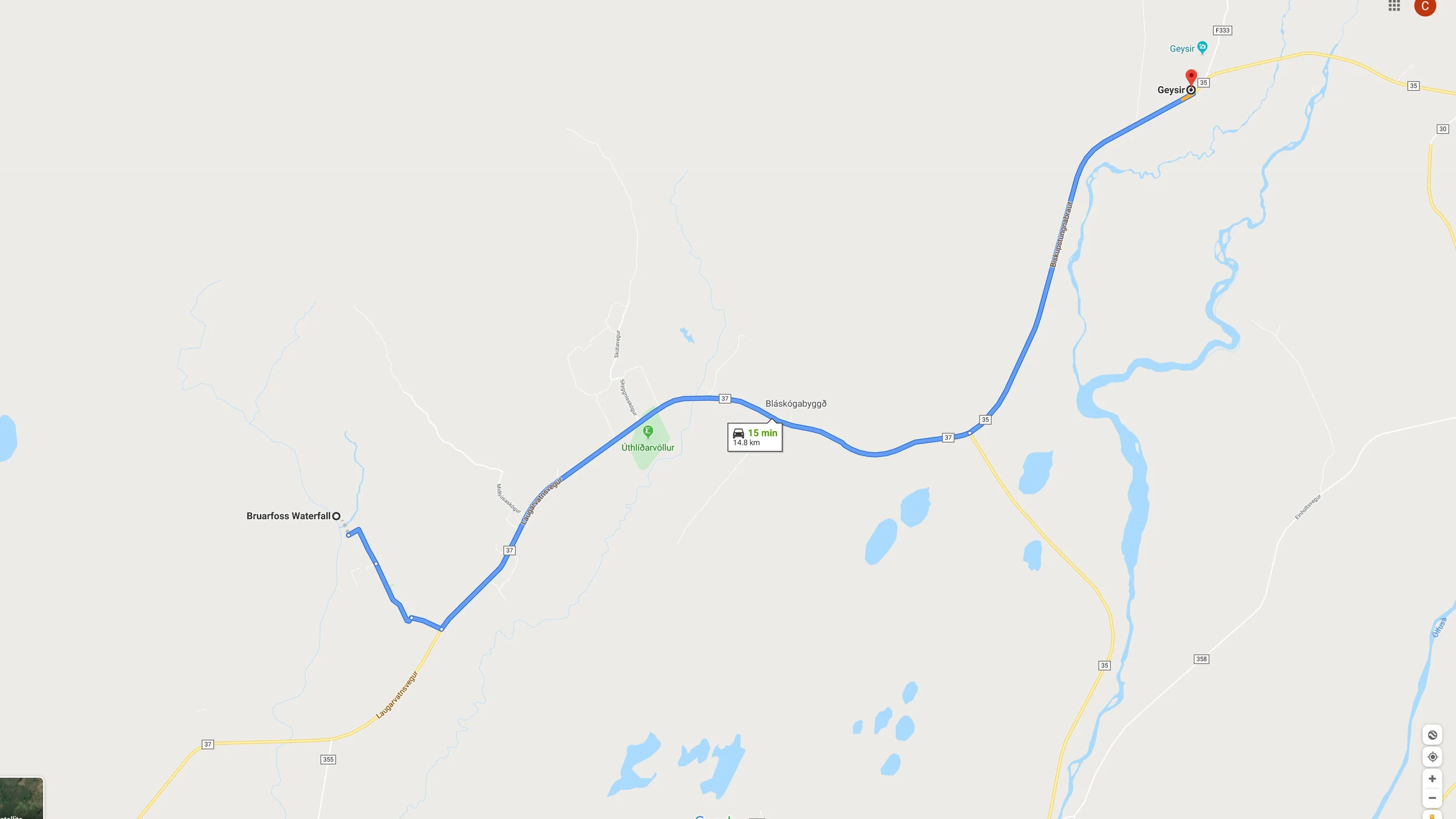 Bruarfoss Map
