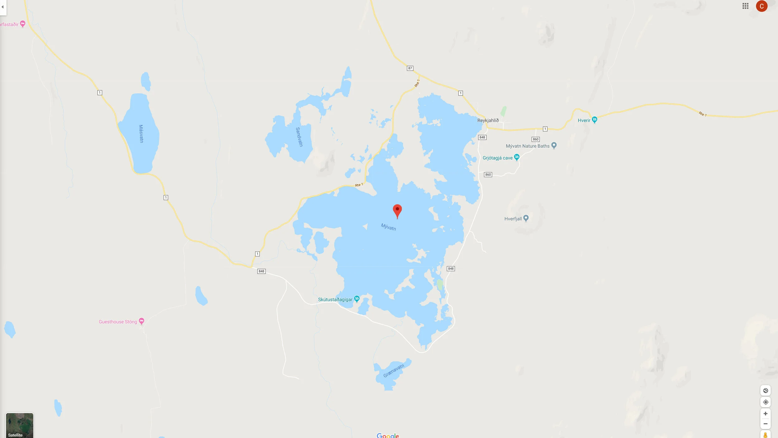 Lake Myvatn Map