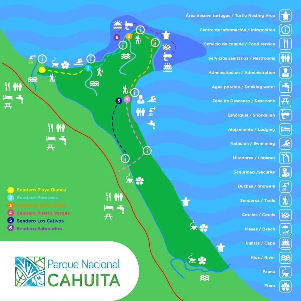 Cahuita Trail Map