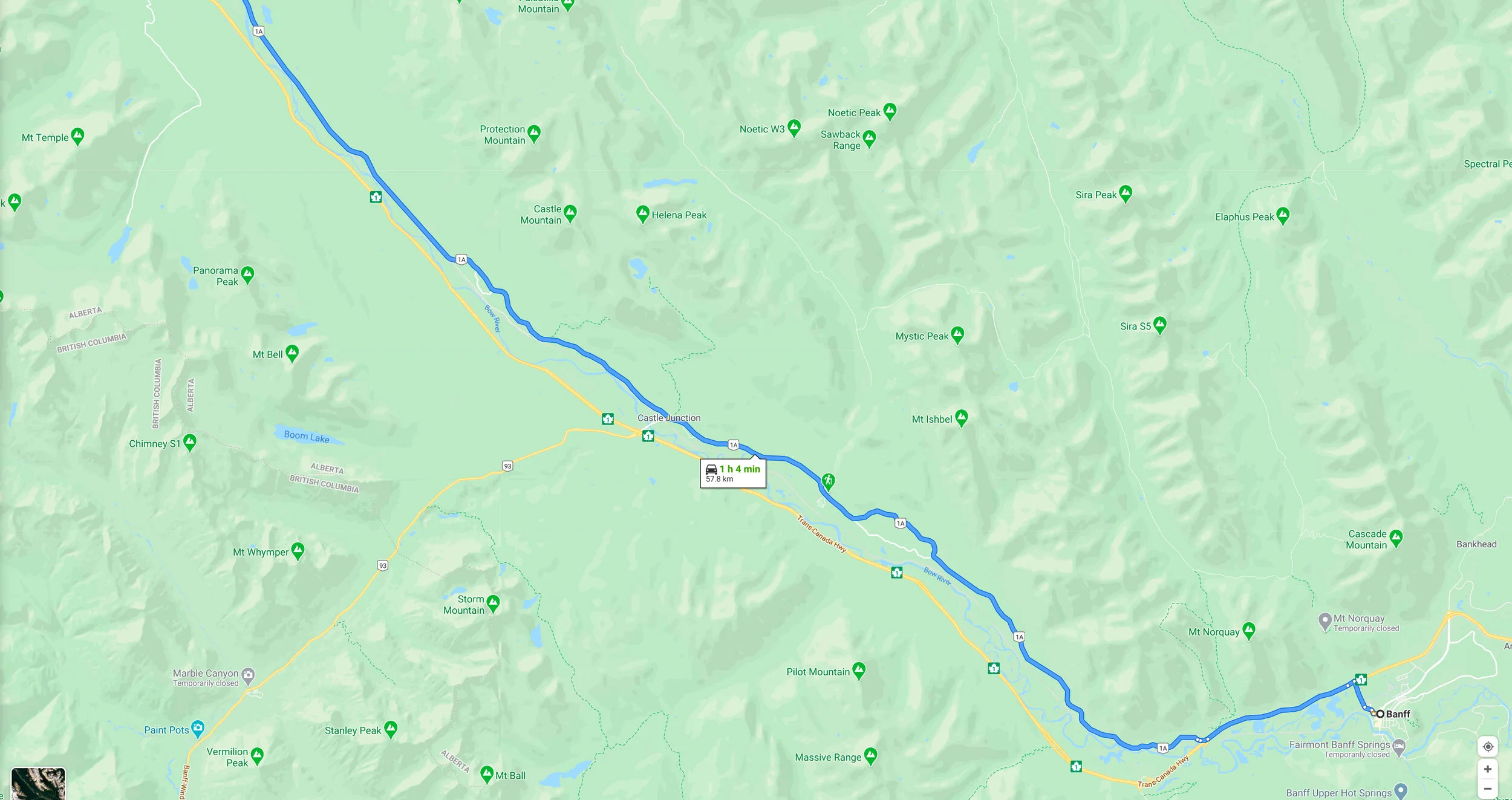 Bow Valley Parkway Map
