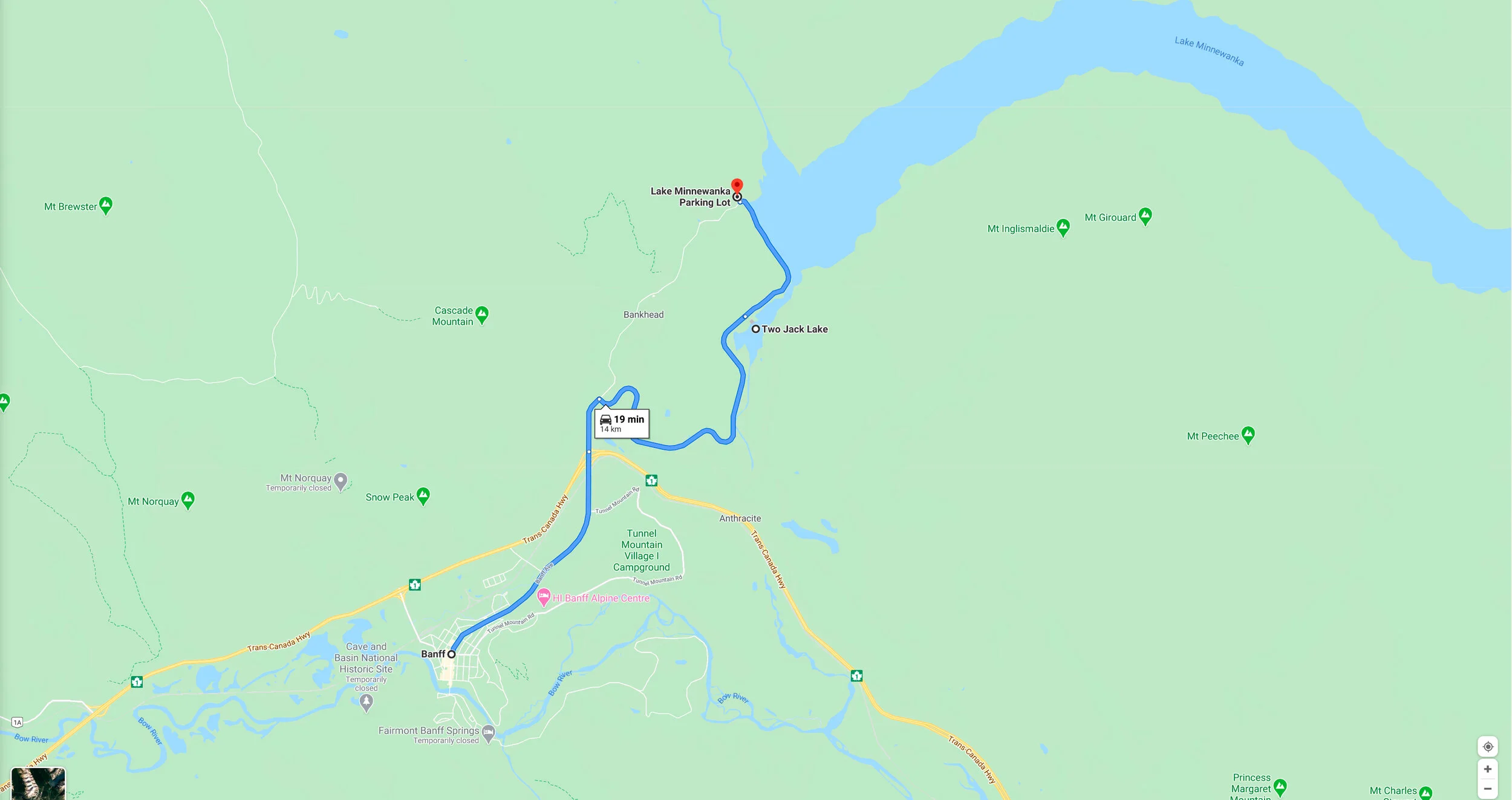 Lake Minnewanka Map