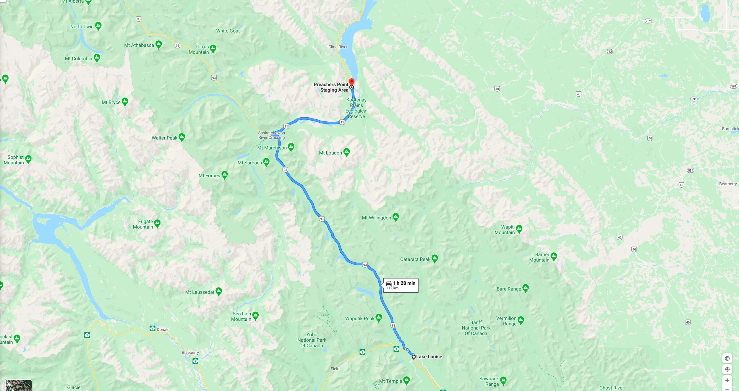 Abraham Lake Map
