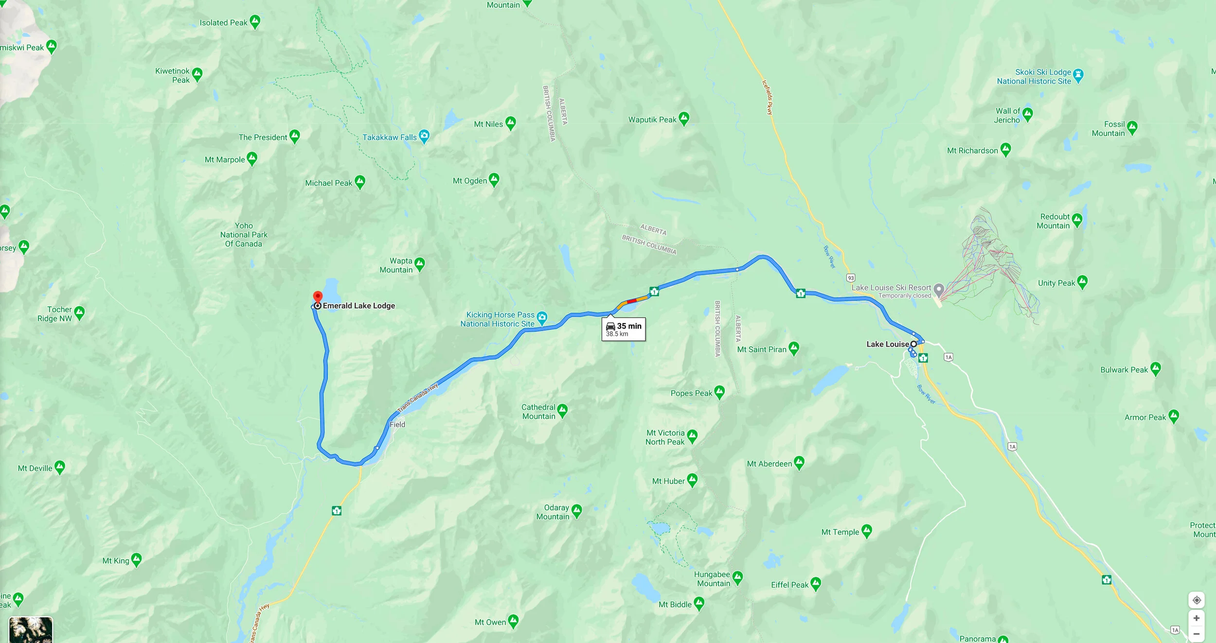 Emerald Lake Lodge Map