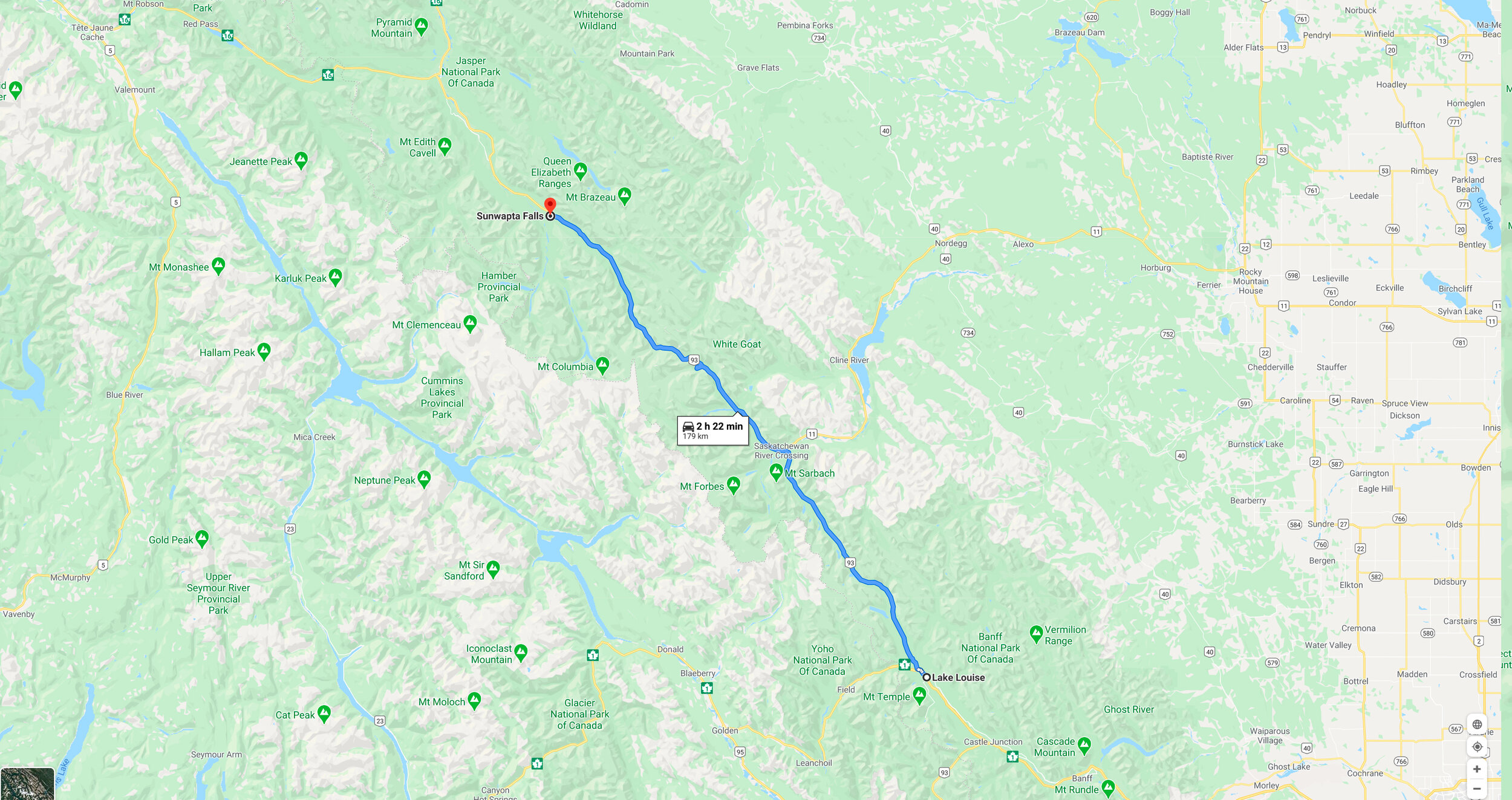 Sunwapta Falls Map