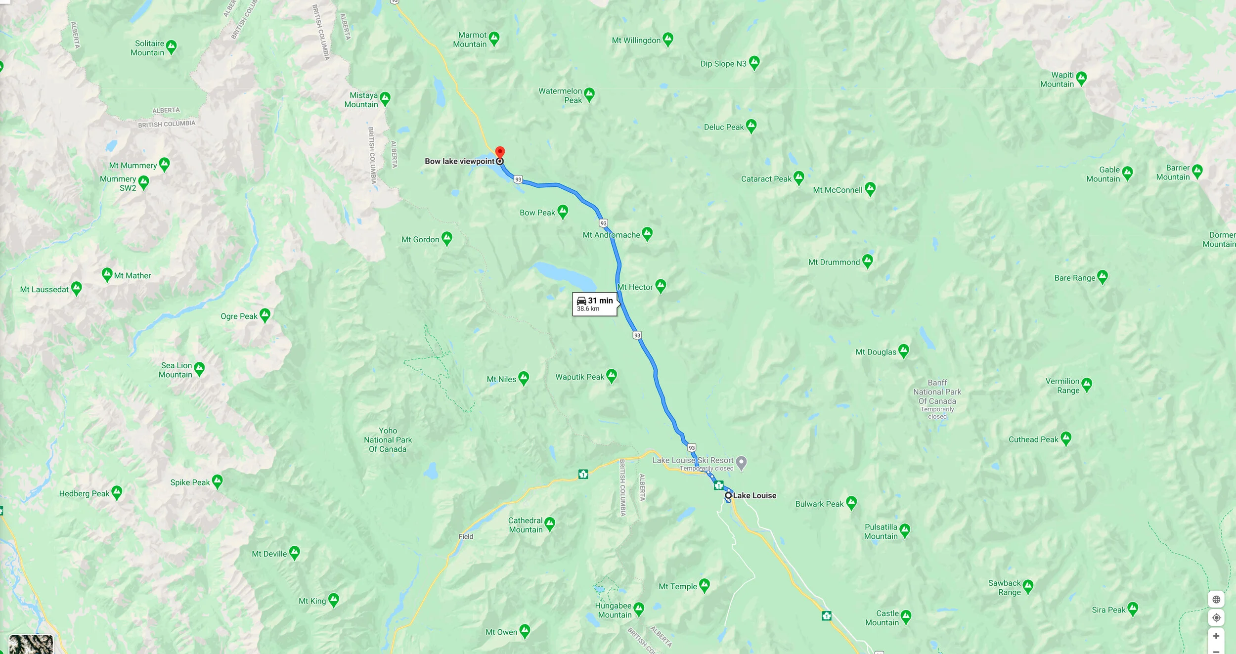 Bow Lake Map