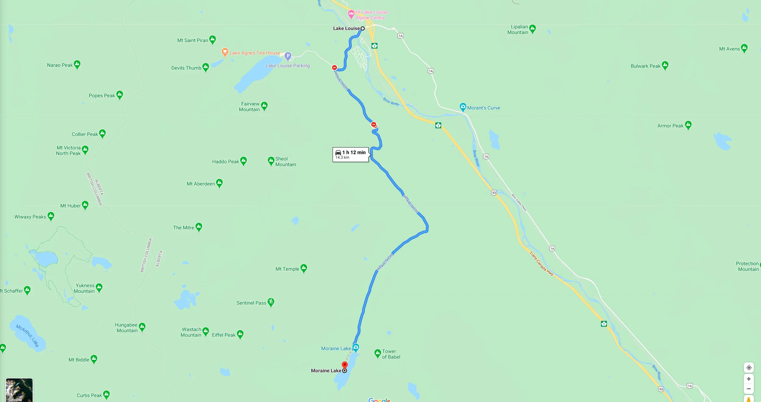 Moraine Lake Map