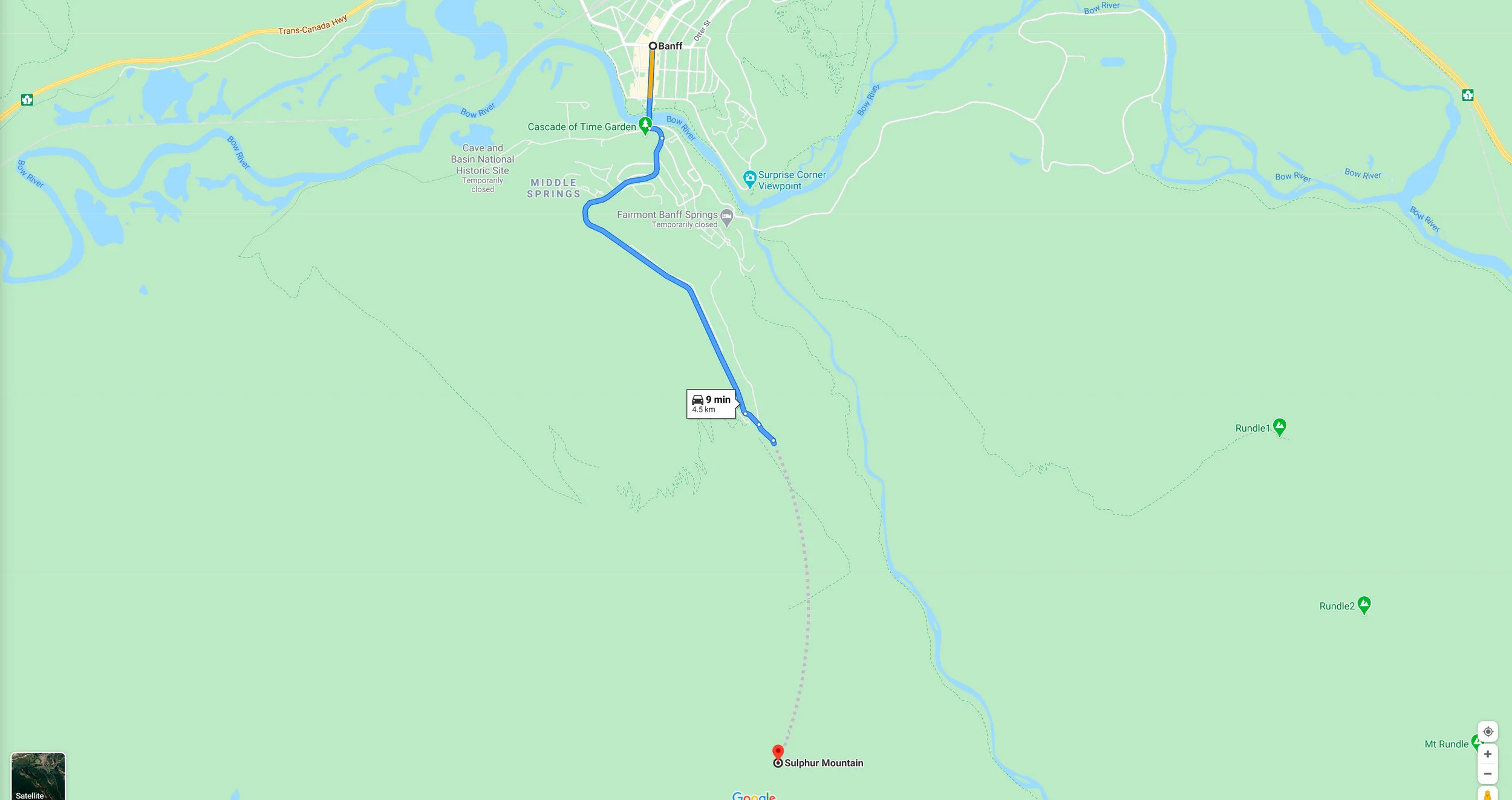 Sulphur Mountain Map