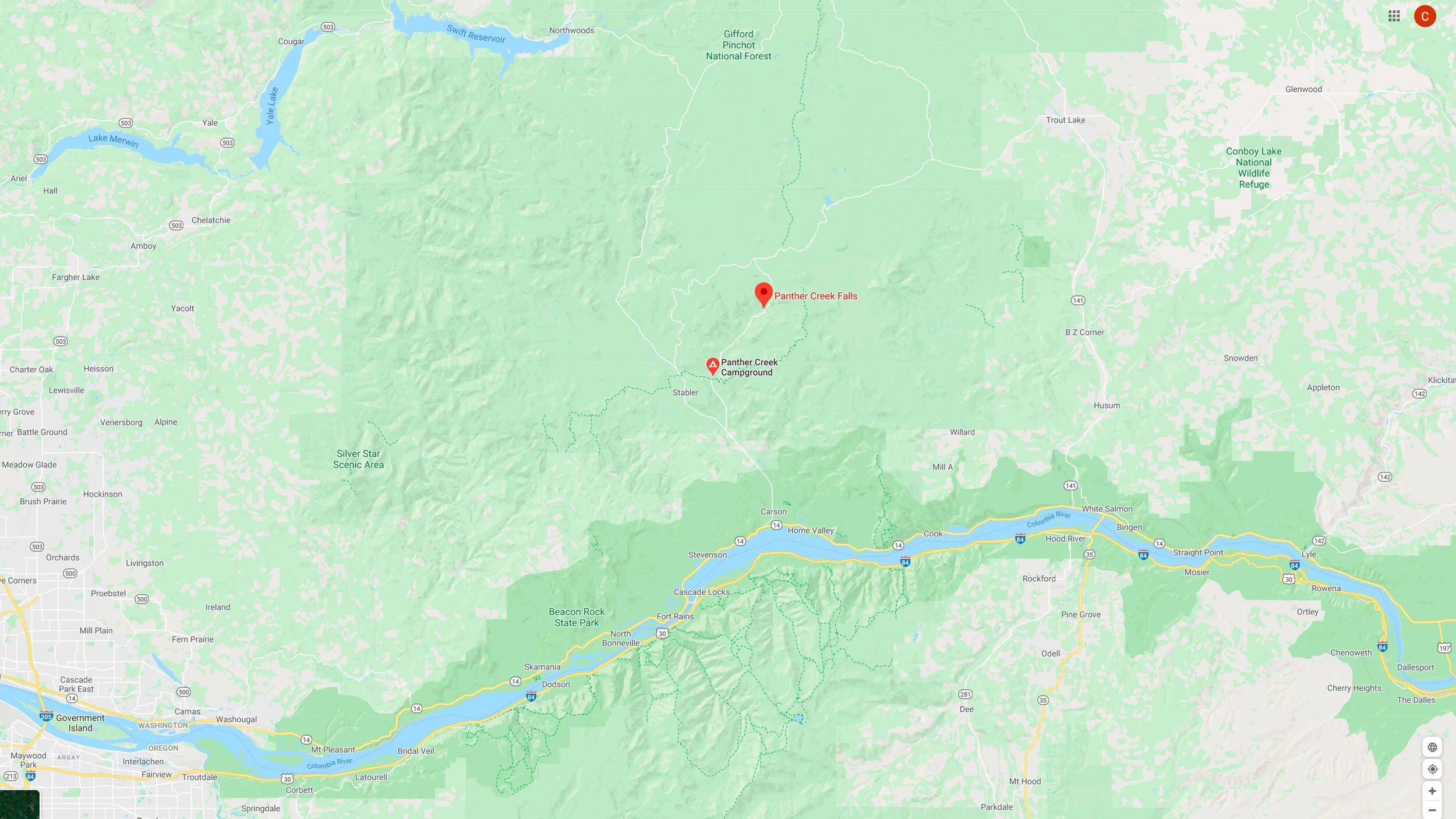 Panther Creek Falls Map